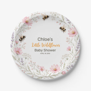 Little Wildflower Bee Baby Shower Paper Plate