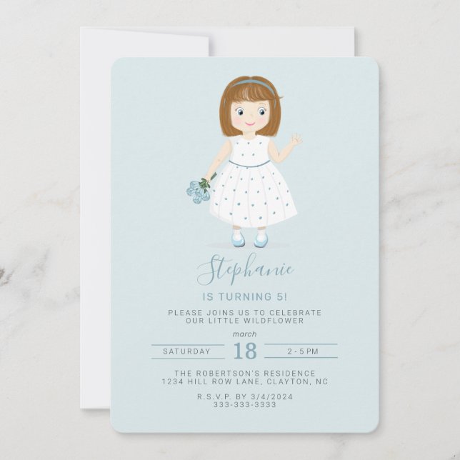 Little Wildflower Birthday  Invitation (Front)