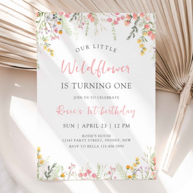 Little Wildflower Birthday Party, Girl 1st B'day Invitation (Creator Uploaded)