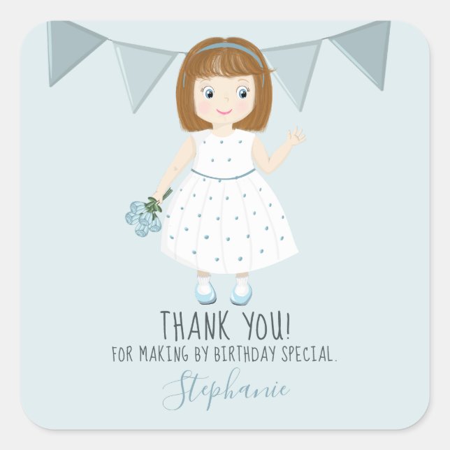 Little Wildflower Birthday Square Sticker (Front)
