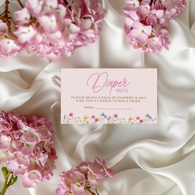 Little Wildflower Blush Pink Diaper Raffle Enclosure Card (Creator Uploaded)