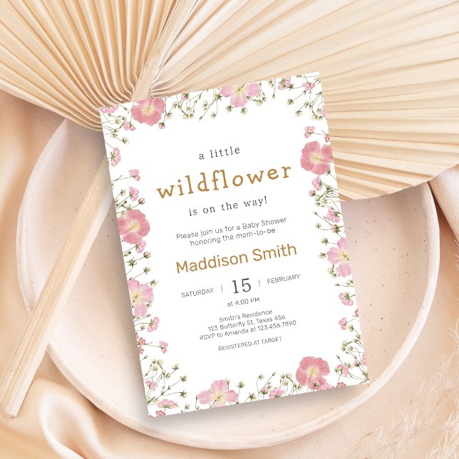 Little Wildflower  Boho Baby Shower Invitation (Little Wildflower Baby Shower Invitation)