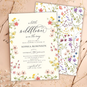 Little Wildflower Boho Chic Script Baby Shower  Invitation