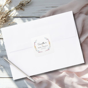 Little Wildflower Boho Dream - Baby Shower Square Sticker