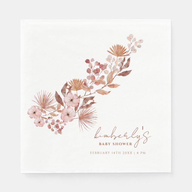 Little Wildflower Boho | Fall Baby Shower Napkin (Front)