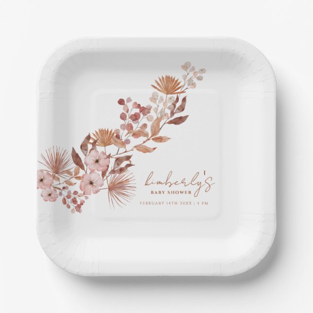Little Wildflower Boho | Fall Baby Shower Paper Plate (Front)