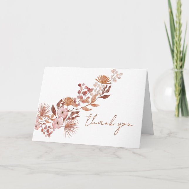 Little Wildflower Boho | Fall Baby Shower Thank You Card (Front)