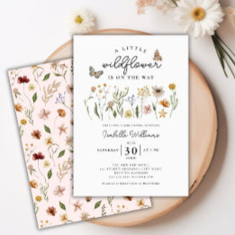 Little Wildflower Boho Floral Girl Baby Shower Invitation