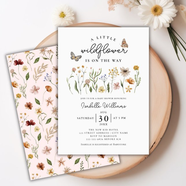Little Wildflower Boho Floral Girl Baby Shower Invitation (Little Wildflower Boho Floral Girl Baby Shower Invitation)