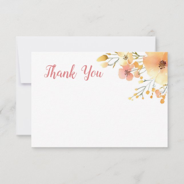little wildflower boho watercolor baby shower  thank you card (Front)