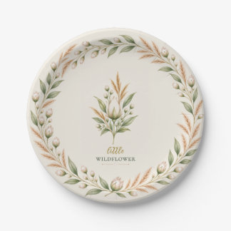 Little Wildflower Botanical Baby Shower Paper Plate