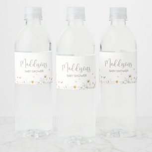 Little Wildflower Botanical Spring Baby Shower Water Bottle Label