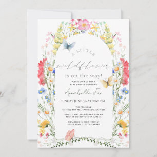 Little Wildflower Butterfly Arch Girl Baby Shower Invitation
