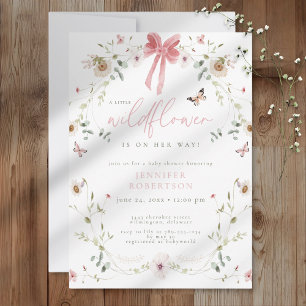 Little Wildflower Butterfly Girl Baby Shower Invitation