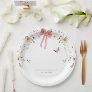 Little Wildflower Butterfly Girl Baby Shower Paper Plate