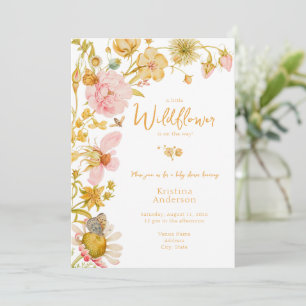 Little Wildflower Butterfly QR Code Baby Shower Invitation