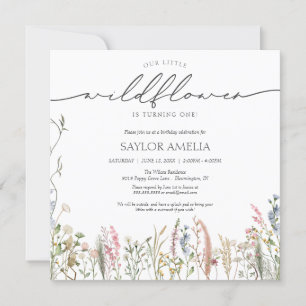 Little Wildflower Delicate Floral Child's Birthday Invitation