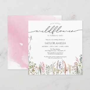 Little Wildflower Delicate Floral First Birthday Invitation
