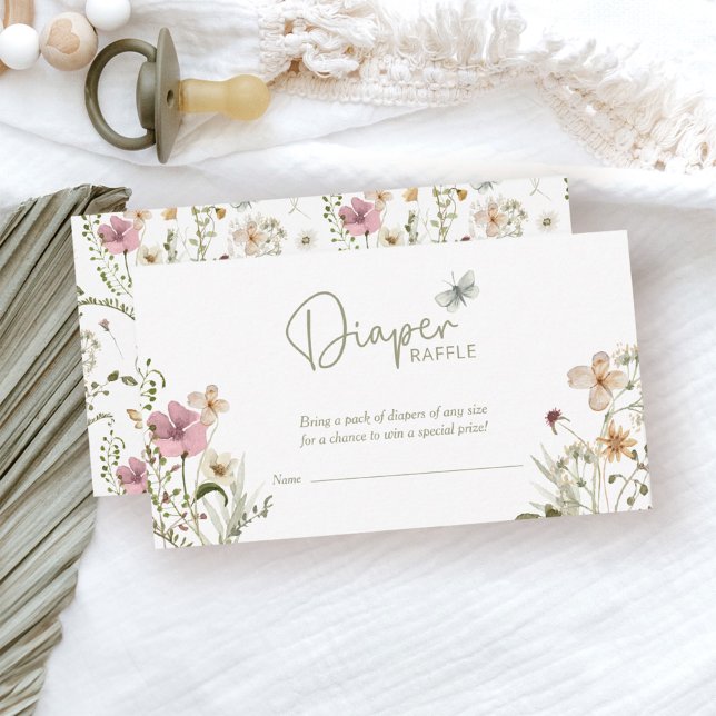 Little Wildflower Diaper Raffle Girl Baby Shower Enclosure Card (Creator Uploaded)
