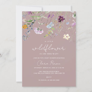 Little Wildflower Dusty Pink Floral Baby Shower  Invitation