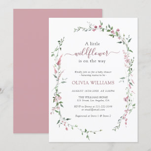 Little Wildflower Dusty Rose Pink Girl Baby Shower Invitation