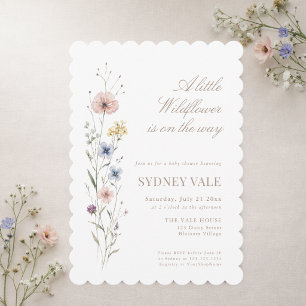 Little Wildflower Elegant Floral Baby Shower Invitation