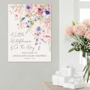 Little Wildflower Elegant Floral Baby Shower Sign