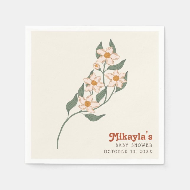 Little Wildflower Fall Rustic Boho Baby Shower  Napkin (Front)