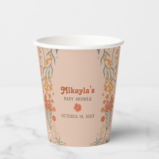 Little Wildflower Fall Rustic Boho Baby Shower Paper Cups