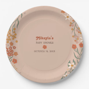 Little Wildflower Fall Rustic Boho Baby Shower Paper Plate