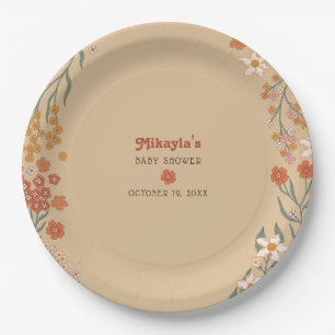Little Wildflower Fall Rustic Boho Baby Shower Paper Plate