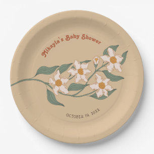 Little Wildflower Fall Rustic Boho Baby Shower Paper Plate