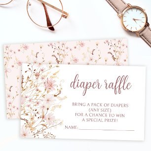 Little wildflower floral baby shower diaper raffle enclosure card