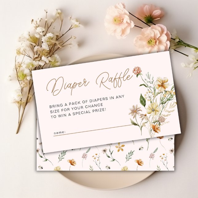 Little Wildflower Floral Baby Shower Diaper Raffle Enclosure Card (Little Wildflower Floral Baby Shower Diaper Raffle Enclosure Card)