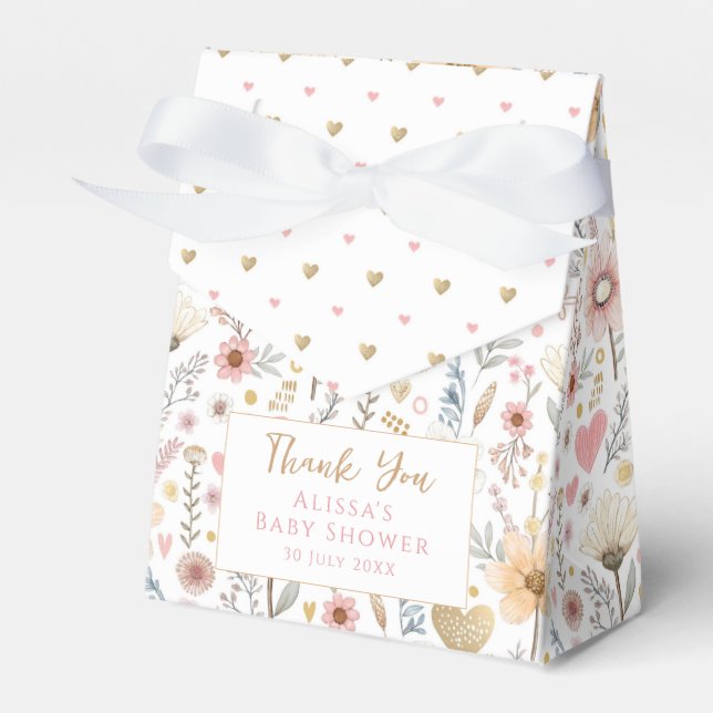 Little Wildflower Floral Baby Shower Favour Box (Front Side)
