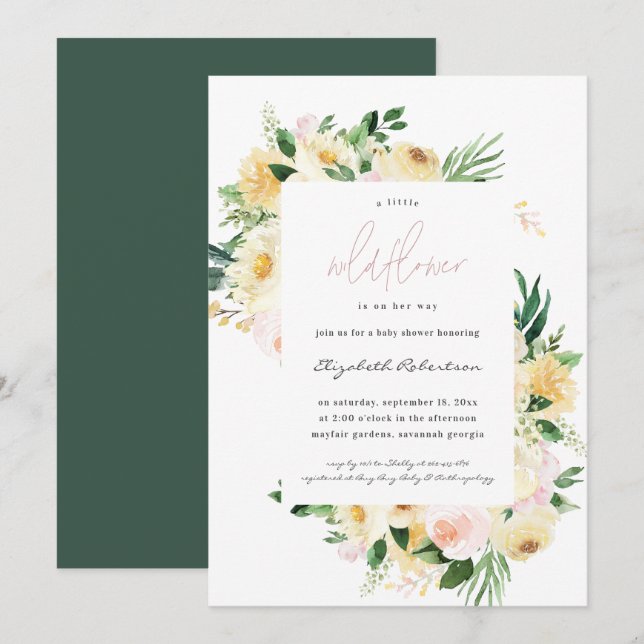 Little Wildflower Floral Baby Shower Invitation (Front/Back)