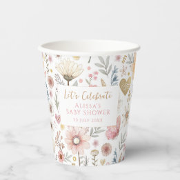 Little Wildflower Floral Baby Shower Paper Cups