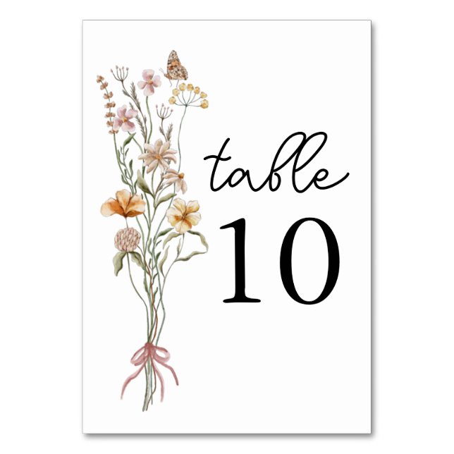 Little Wildflower Floral Baby Shower  Table Number (Front)