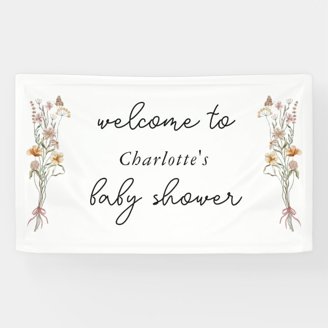 Little Wildflower Floral Baby Shower Welcome  Banner (Horizontal)