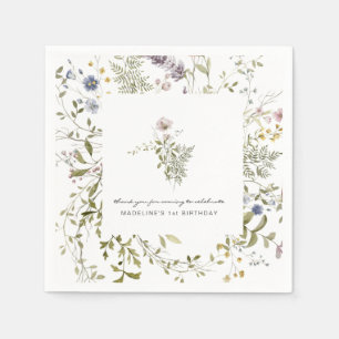 Little Wildflower Floral Birthday Party Napkin