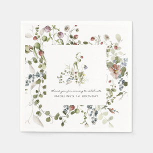 Little Wildflower Floral Birthday Party Napkins