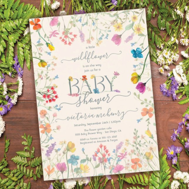 Little wildflower floral garden Baby Shower Invitation (Creator Uploaded)
