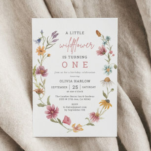Little Wildflower Floral Girl 1st Birthday Invitation