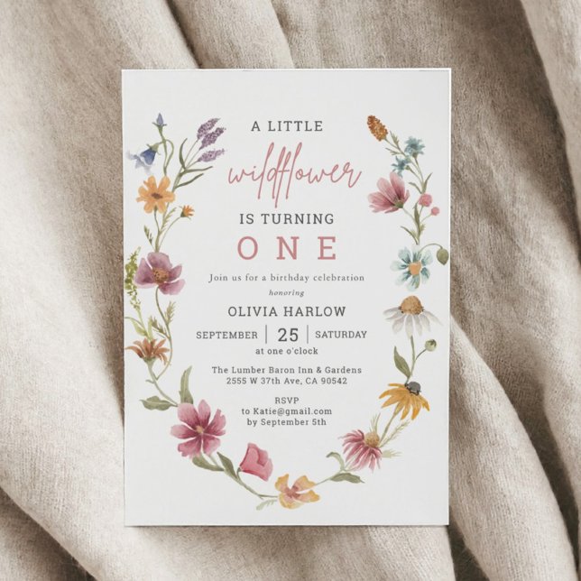 Little Wildflower Floral Girl 1st Birthday  Invitation (Creator Uploaded)