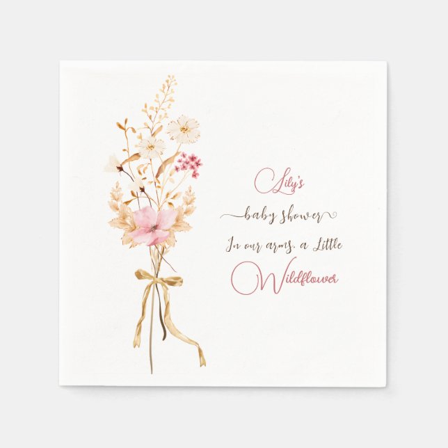 Little Wildflower Floral Girl Baby Shower Napkins (Front)