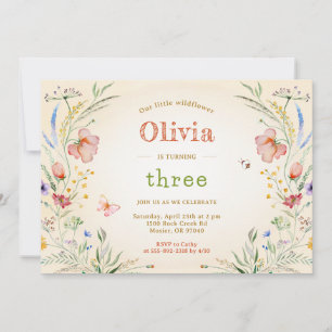 Little Wildflower Floral Girl Kid's Birthday Party Invitation