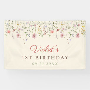 Little Wildflower Flower 1st Birthday Banner