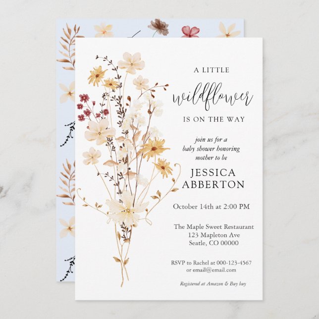 Little Wildflower Flower Baby Shower Invitation (Front/Back)