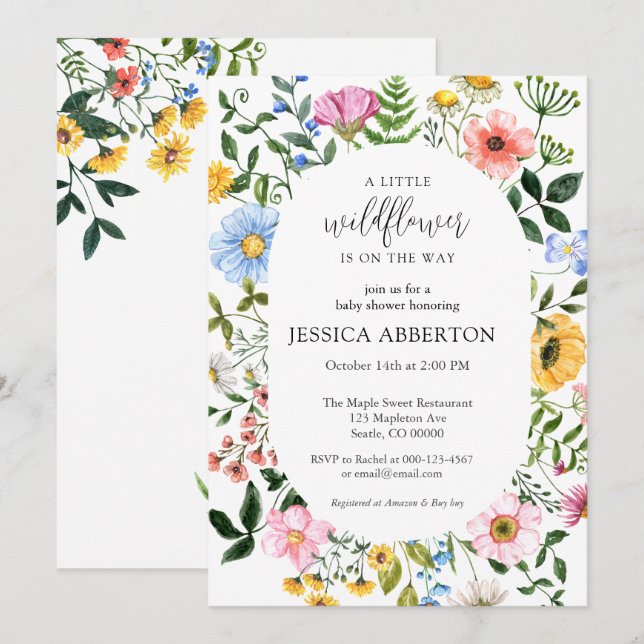 Little Wildflower Flower Baby Shower Invitation (Front/Back)