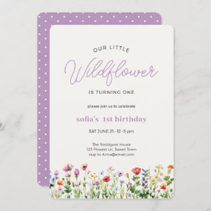 Little Wildflower Girl 1st Birthday Invitation